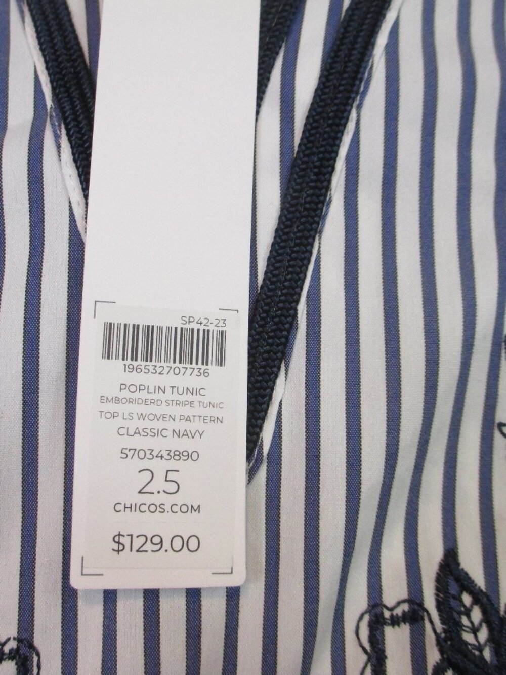 NWT Chicos Embroidered Poplin Tunic Top Sz 14 Cottagecore Casual Loganlook - Picture 7 of 12